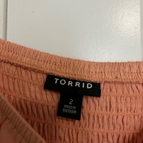 Torrid Peach Maxi Rayon Slub Ruffle Strap Tiered Dress - Picture 5 of 6